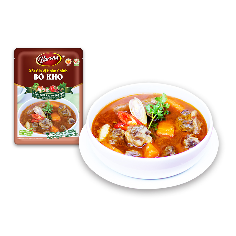 Xốt Gia Vị Hoàn Chỉnh Barona Bò Kho  gói 80g Thùng 80 gói